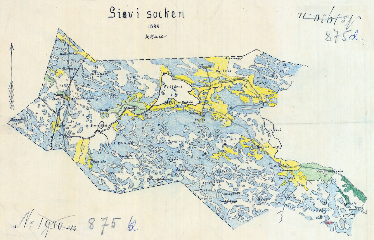 Sievi vuonna 1899 järvineen